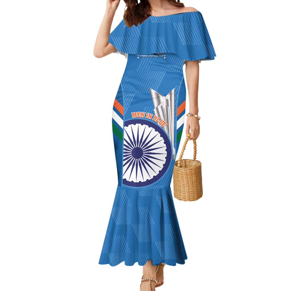 Custom India Cricket Mermaid Dress 2nd Champions World Cup Men In Blue