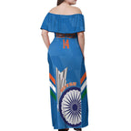 Custom India Cricket Off Shoulder Maxi Dress 2nd Champions World Cup Men In Blue