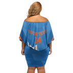 Custom India Cricket Off Shoulder Short Dress 2nd Champions World Cup Men In Blue