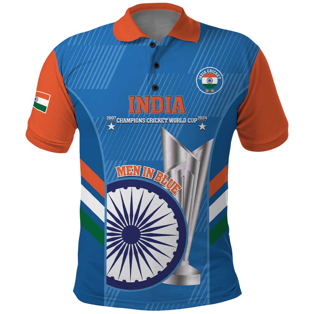 Custom India Cricket Polo Shirt 2nd Champions World Cup Men In Blue