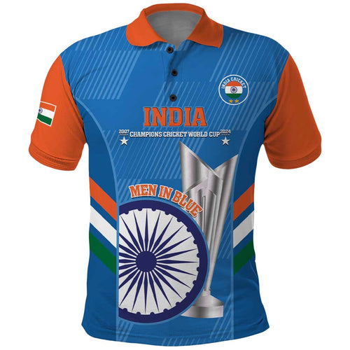 Custom India Cricket Polo Shirt 2nd Champions World Cup Men In Blue