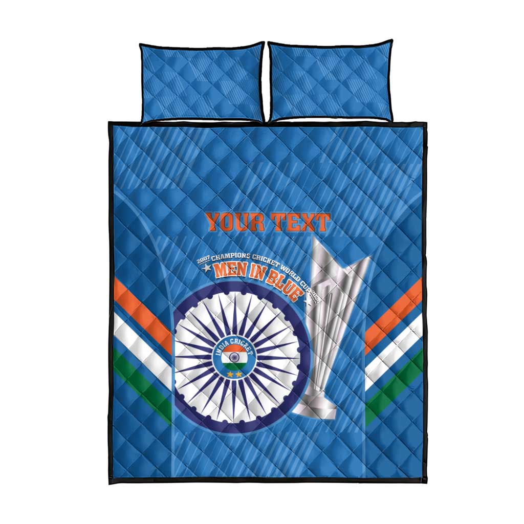Custom India Cricket Quilt Bed Set 2nd Champions World Cup Men In Blue