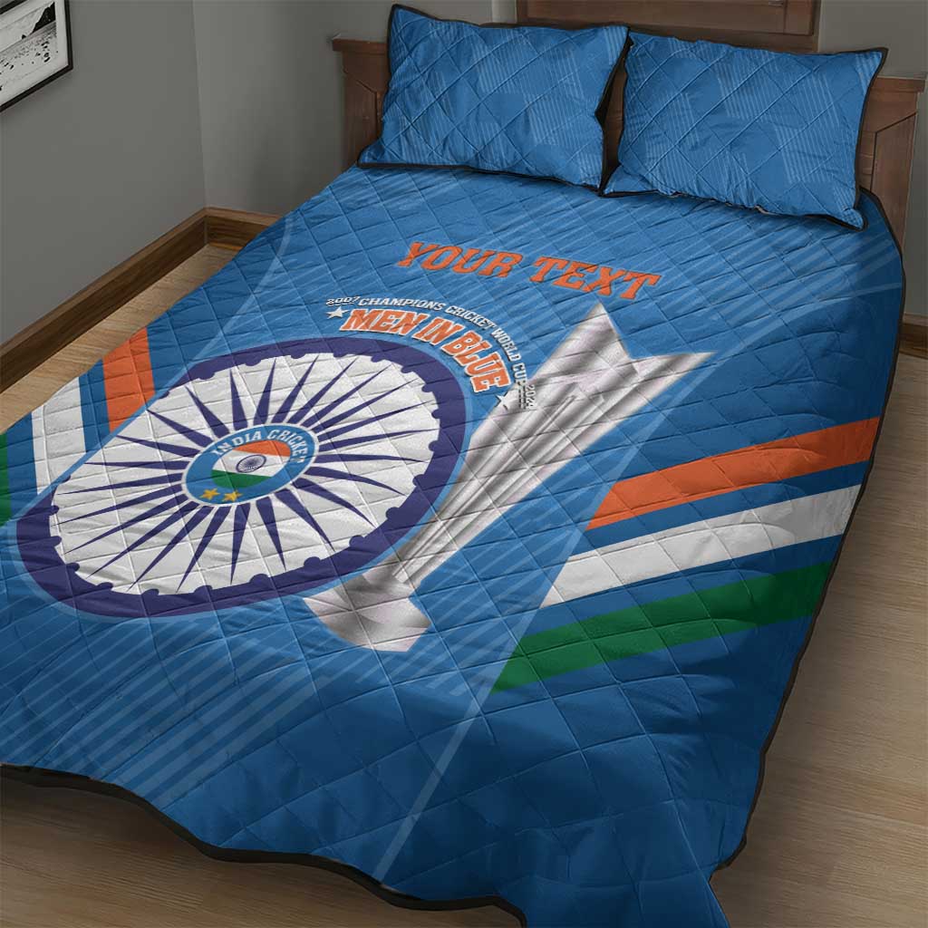 Custom India Cricket Quilt Bed Set 2nd Champions World Cup Men In Blue