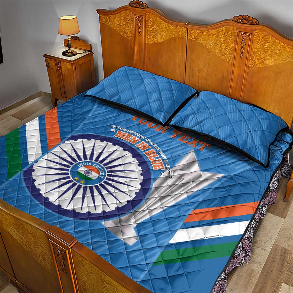Custom India Cricket Quilt Bed Set 2nd Champions World Cup Men In Blue
