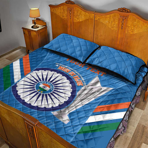 Custom India Cricket Quilt Bed Set 2nd Champions World Cup Men In Blue