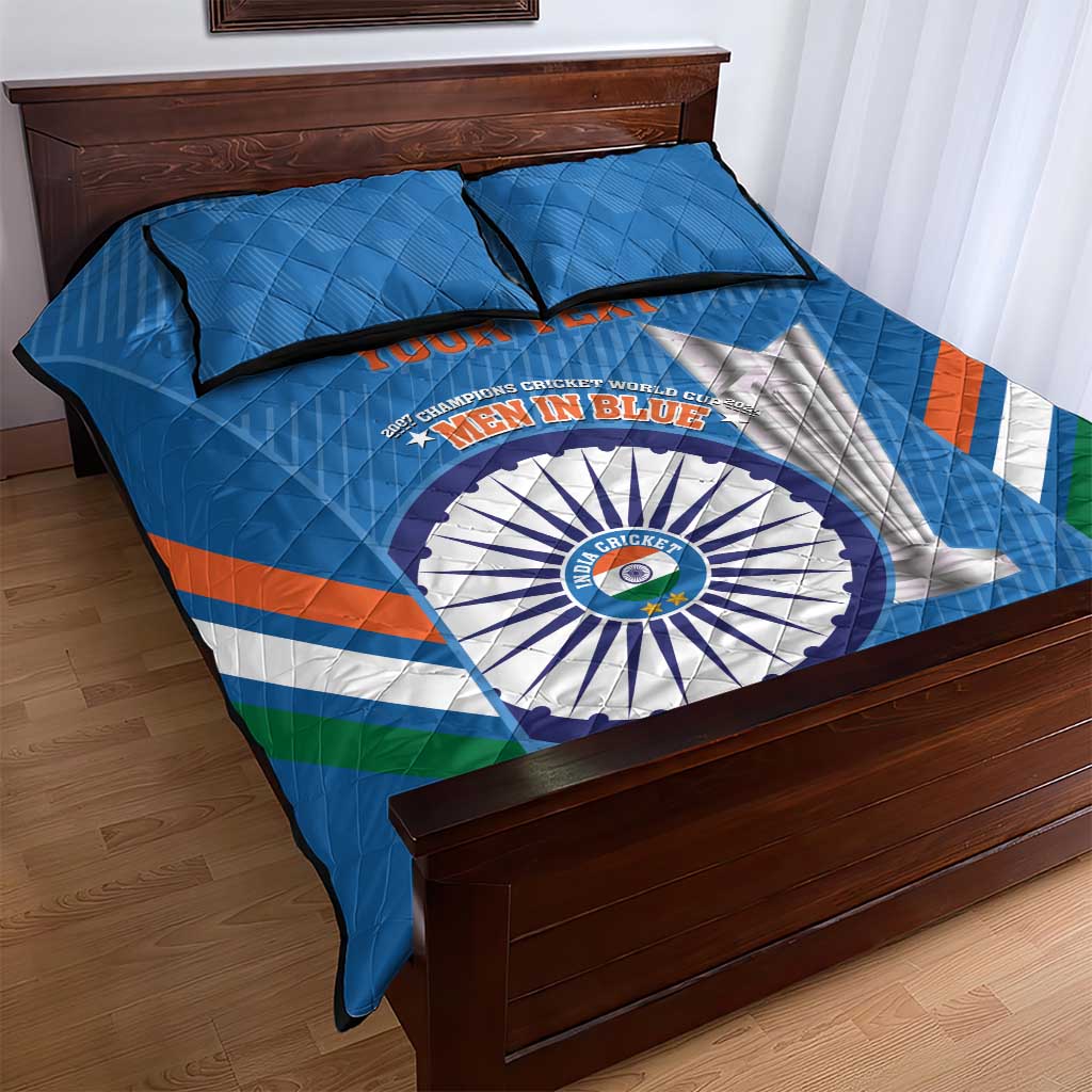 Custom India Cricket Quilt Bed Set 2nd Champions World Cup Men In Blue