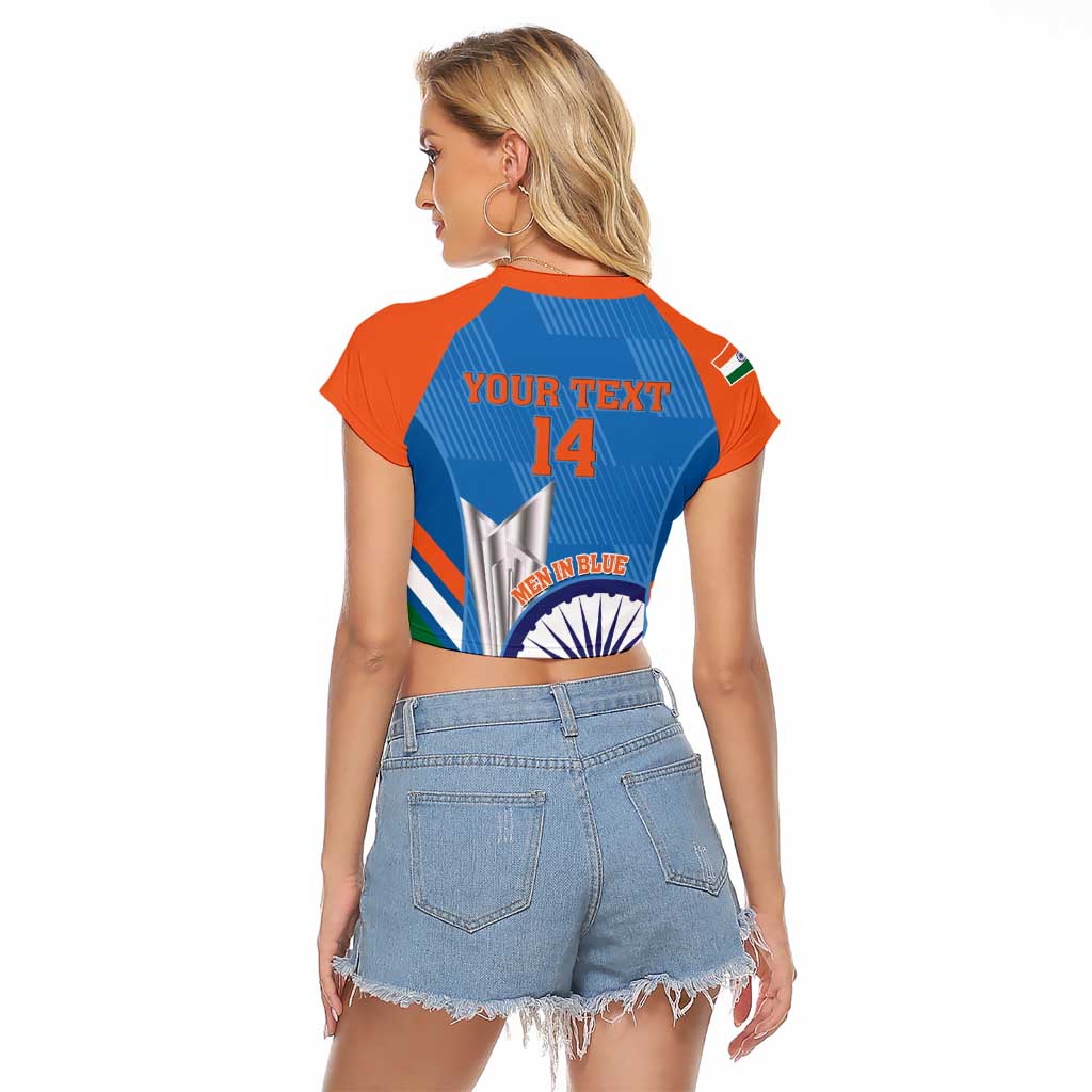 Custom India Cricket Raglan Cropped T Shirt 2nd Champions World Cup Men In Blue