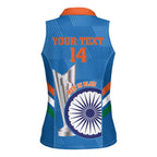 Custom India Cricket Women Sleeveless Polo Shirt 2nd Champions World Cup Men In Blue