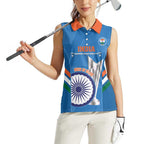 Custom India Cricket Women Sleeveless Polo Shirt 2nd Champions World Cup Men In Blue