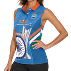 Custom India Cricket Women Sleeveless Polo Shirt 2nd Champions World Cup Men In Blue