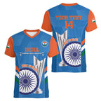 Custom India Cricket Women V-Neck T-Shirt 2nd Champions World Cup Men In Blue