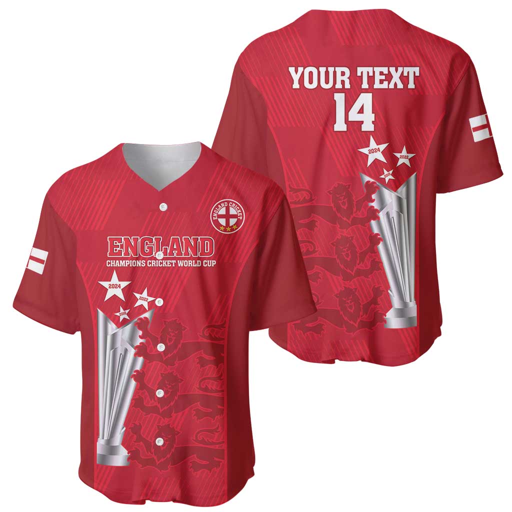 Custom England Cricket Baseball Jersey 3rd Champions World Cup Proud