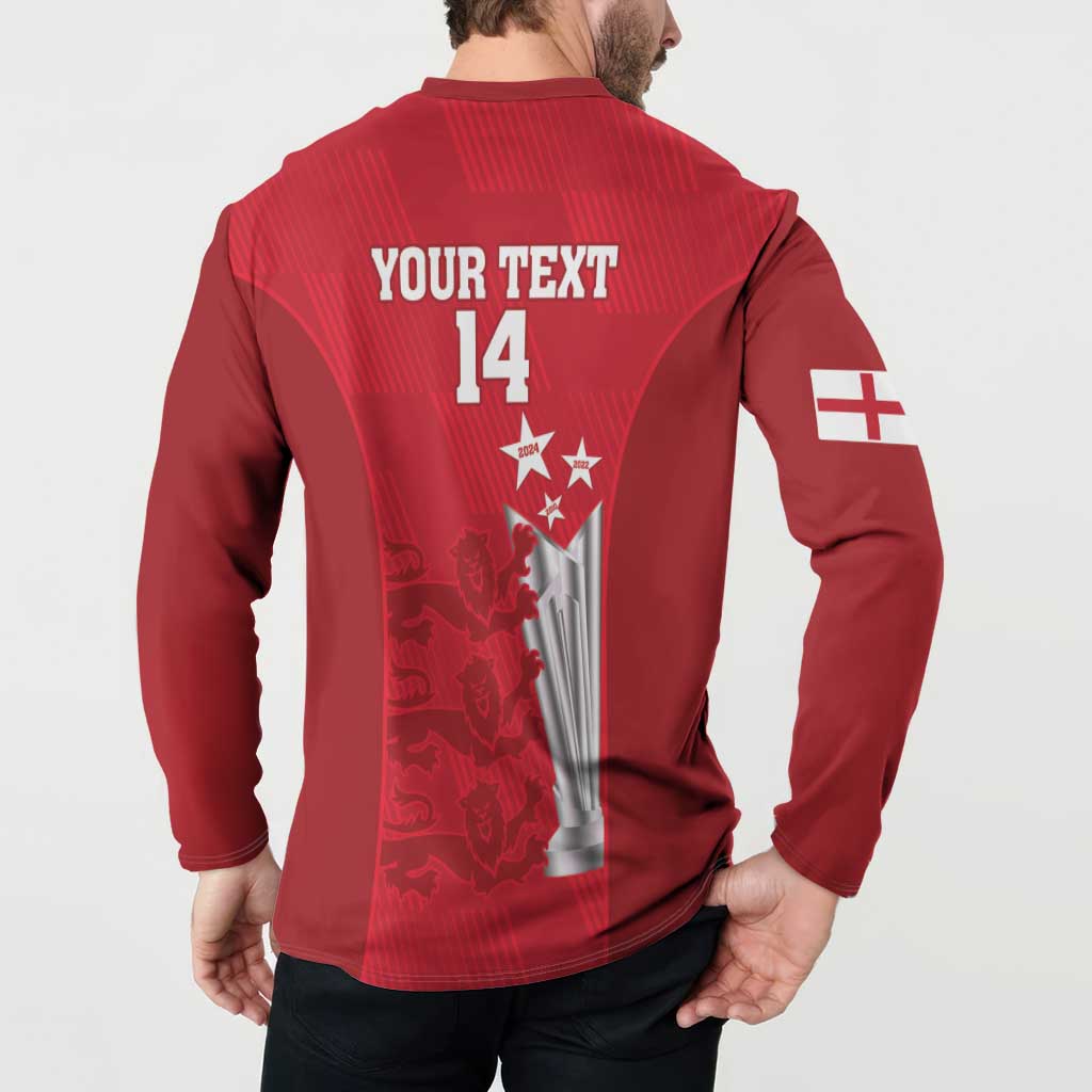 Custom England Cricket Button Sweatshirt 3rd Champions World Cup Proud