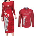 Custom England Cricket Couples Matching Long Sleeve Bodycon Dress and Long Sleeve Button Shirt 3rd Champions World Cup Proud