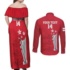 Custom England Cricket Couples Matching Off Shoulder Maxi Dress and Long Sleeve Button Shirt 3rd Champions World Cup Proud