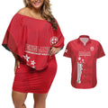 Custom England Cricket Couples Matching Off Shoulder Short Dress and Hawaiian Shirt 3rd Champions World Cup Proud