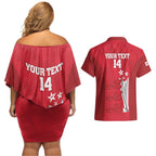 Custom England Cricket Couples Matching Off Shoulder Short Dress and Hawaiian Shirt 3rd Champions World Cup Proud