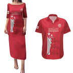 Custom England Cricket Couples Matching Puletasi and Hawaiian Shirt 3rd Champions World Cup Proud