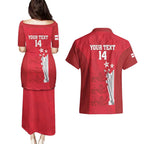 Custom England Cricket Couples Matching Puletasi and Hawaiian Shirt 3rd Champions World Cup Proud
