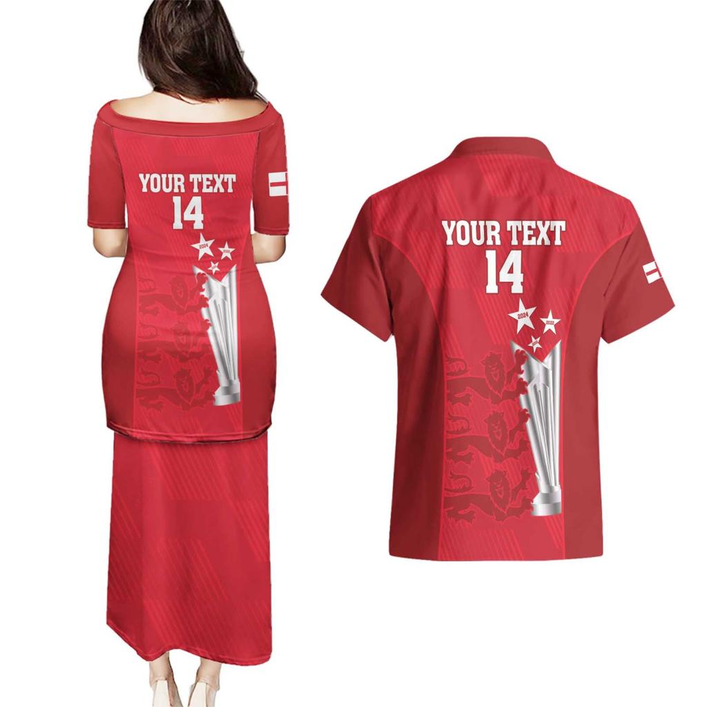 Custom England Cricket Couples Matching Puletasi and Hawaiian Shirt 3rd Champions World Cup Proud