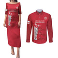 Custom England Cricket Couples Matching Puletasi and Long Sleeve Button Shirt 3rd Champions World Cup Proud