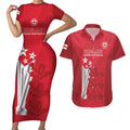 Custom England Cricket Couples Matching Short Sleeve Bodycon Dress and Hawaiian Shirt 3rd Champions World Cup Proud