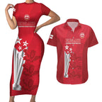 Custom England Cricket Couples Matching Short Sleeve Bodycon Dress and Hawaiian Shirt 3rd Champions World Cup Proud