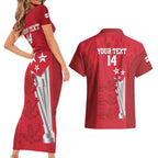 Custom England Cricket Couples Matching Short Sleeve Bodycon Dress and Hawaiian Shirt 3rd Champions World Cup Proud