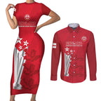 Custom England Cricket Couples Matching Short Sleeve Bodycon Dress and Long Sleeve Button Shirt 3rd Champions World Cup Proud
