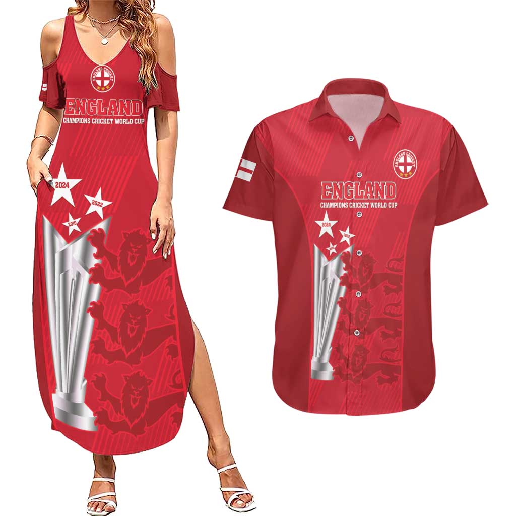 Custom England Cricket Couples Matching Summer Maxi Dress and Hawaiian Shirt 3rd Champions World Cup Proud