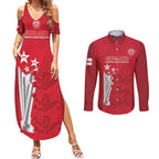 Custom England Cricket Couples Matching Summer Maxi Dress and Long Sleeve Button Shirt 3rd Champions World Cup Proud