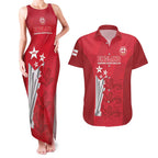 Custom England Cricket Couples Matching Tank Maxi Dress and Hawaiian Shirt 3rd Champions World Cup Proud