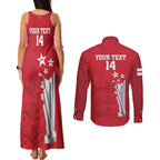 Custom England Cricket Couples Matching Tank Maxi Dress and Long Sleeve Button Shirt 3rd Champions World Cup Proud
