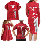 Custom England Cricket Family Matching Long Sleeve Bodycon Dress and Hawaiian Shirt 3rd Champions World Cup Proud