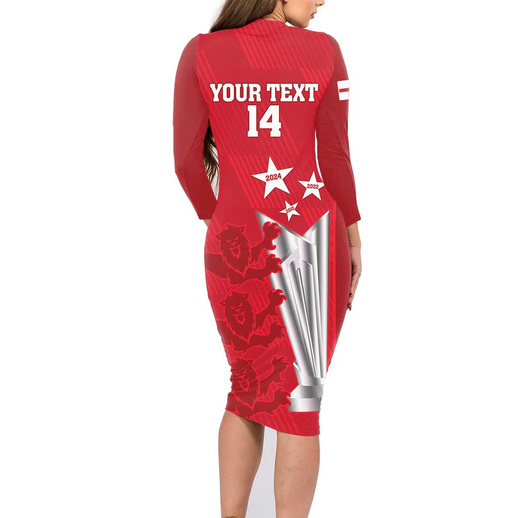Custom England Cricket Family Matching Long Sleeve Bodycon Dress and Hawaiian Shirt 3rd Champions World Cup Proud