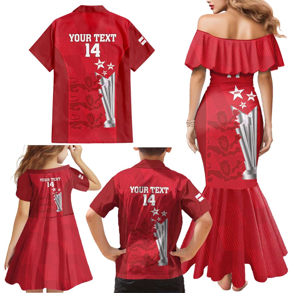 Custom England Cricket Family Matching Mermaid Dress and Hawaiian Shirt 3rd Champions World Cup Proud