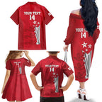 Custom England Cricket Family Matching Off The Shoulder Long Sleeve Dress and Hawaiian Shirt 3rd Champions World Cup Proud