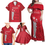 Custom England Cricket Family Matching Off Shoulder Maxi Dress and Hawaiian Shirt 3rd Champions World Cup Proud