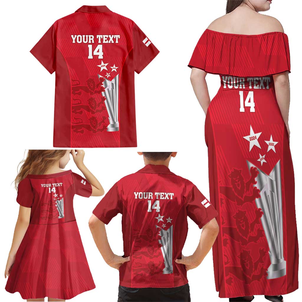 Custom England Cricket Family Matching Off Shoulder Maxi Dress and Hawaiian Shirt 3rd Champions World Cup Proud