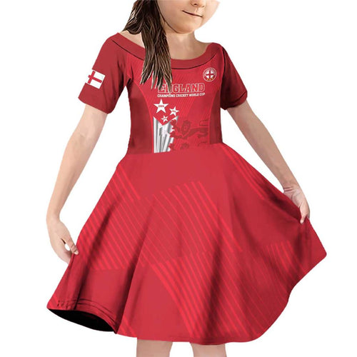 Custom England Cricket Family Matching Off Shoulder Short Dress and Hawaiian Shirt 3rd Champions World Cup Proud