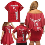 Custom England Cricket Family Matching Off Shoulder Short Dress and Hawaiian Shirt 3rd Champions World Cup Proud