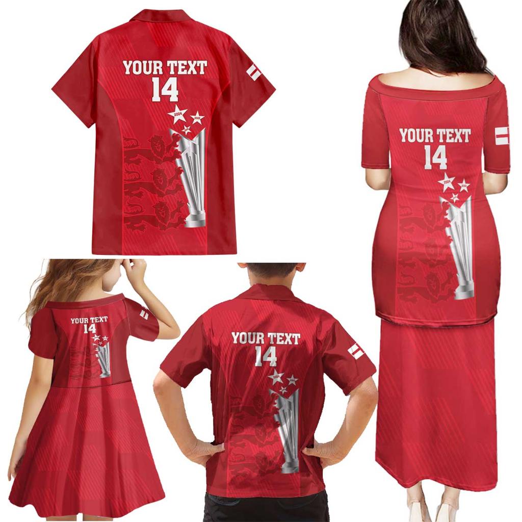 Custom England Cricket Family Matching Puletasi and Hawaiian Shirt 3rd Champions World Cup Proud
