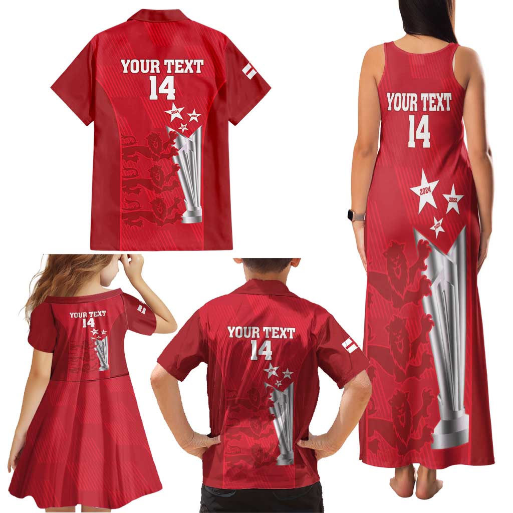 Custom England Cricket Family Matching Tank Maxi Dress and Hawaiian Shirt 3rd Champions World Cup Proud