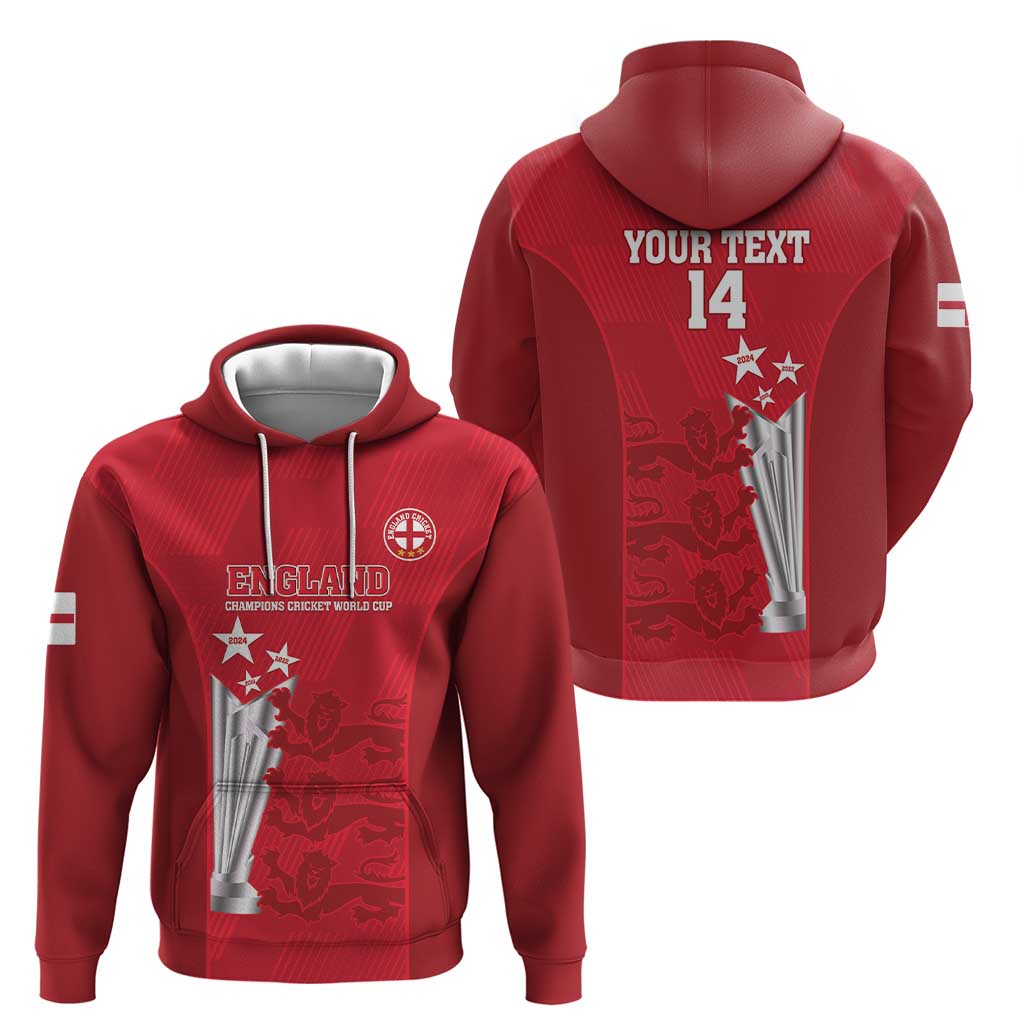 Custom England Cricket Hoodie 3rd Champions World Cup Proud