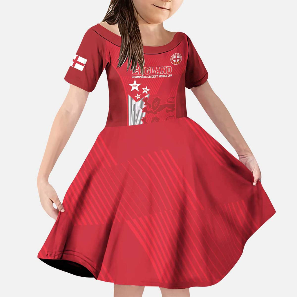 Custom England Cricket Kid Short Sleeve Dress 3rd Champions World Cup Proud