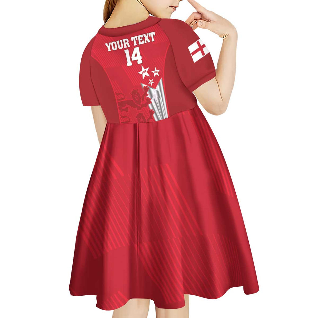 Custom England Cricket Kid Short Sleeve Dress 3rd Champions World Cup Proud