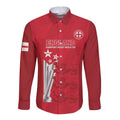 Custom England Cricket Long Sleeve Button Shirt 3rd Champions World Cup Proud