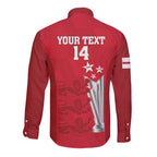 Custom England Cricket Long Sleeve Button Shirt 3rd Champions World Cup Proud