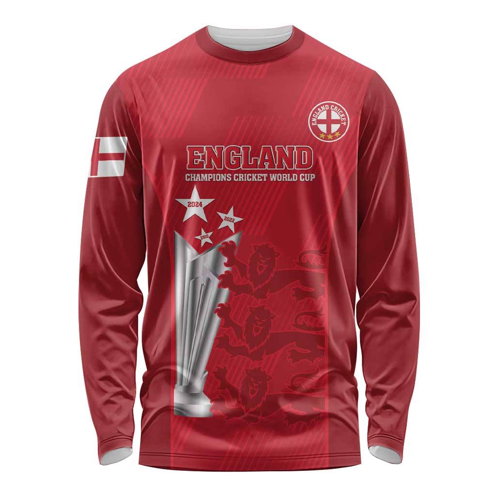 Custom England Cricket Long Sleeve Shirt 3rd Champions World Cup Proud