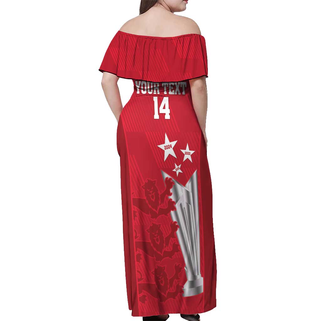 Custom England Cricket Off Shoulder Maxi Dress 3rd Champions World Cup Proud